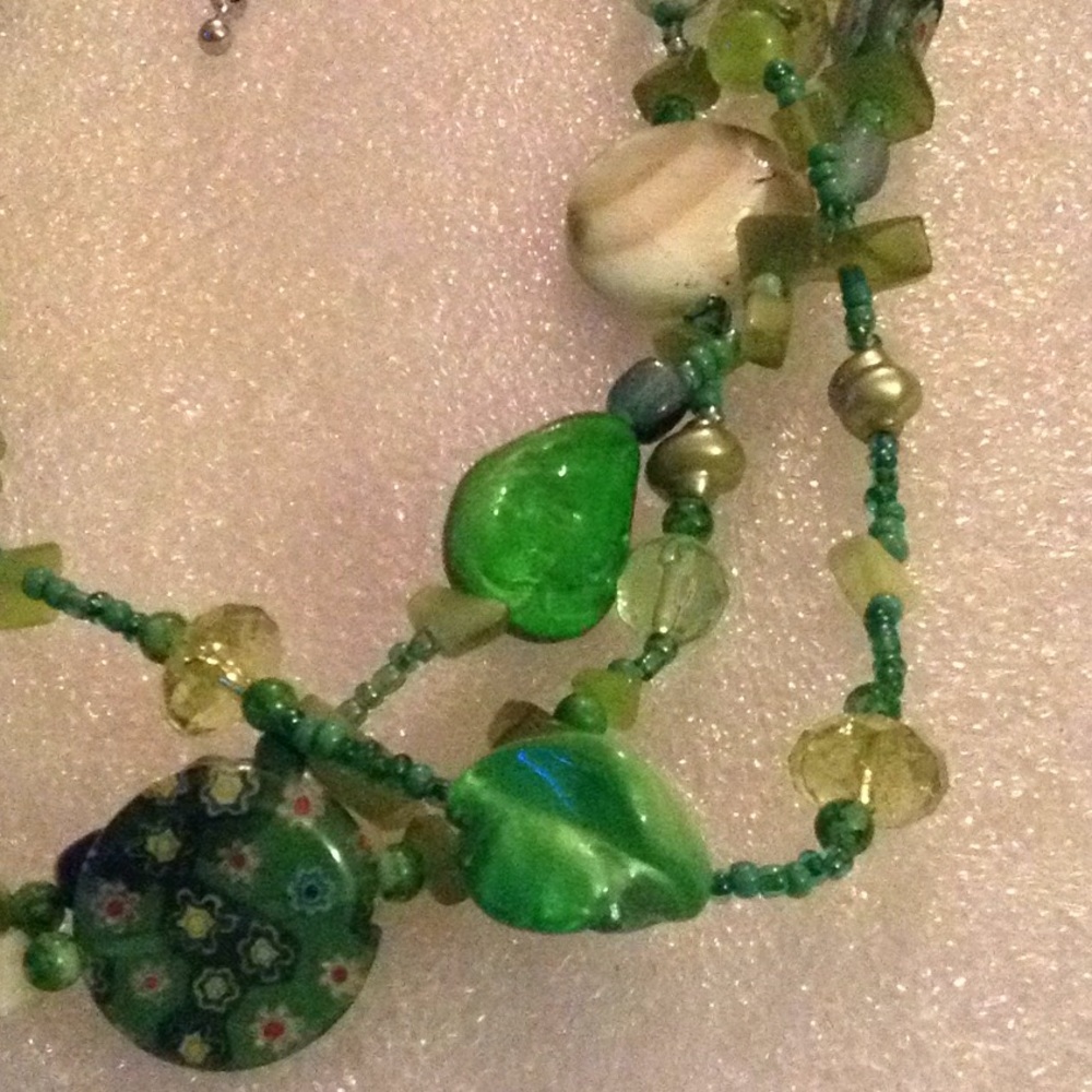 Multi Stone /Beads Statement Necklace - image 2